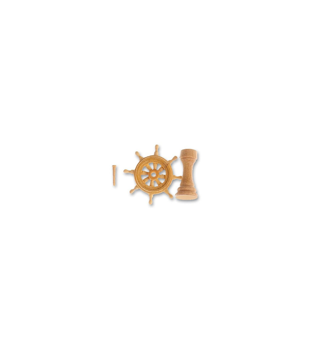 Rudder and Wheel 20 mm in Wood for Ship Modeling